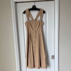 Anthropologie Maeve Sleeveless Button-Front Tan Sundress